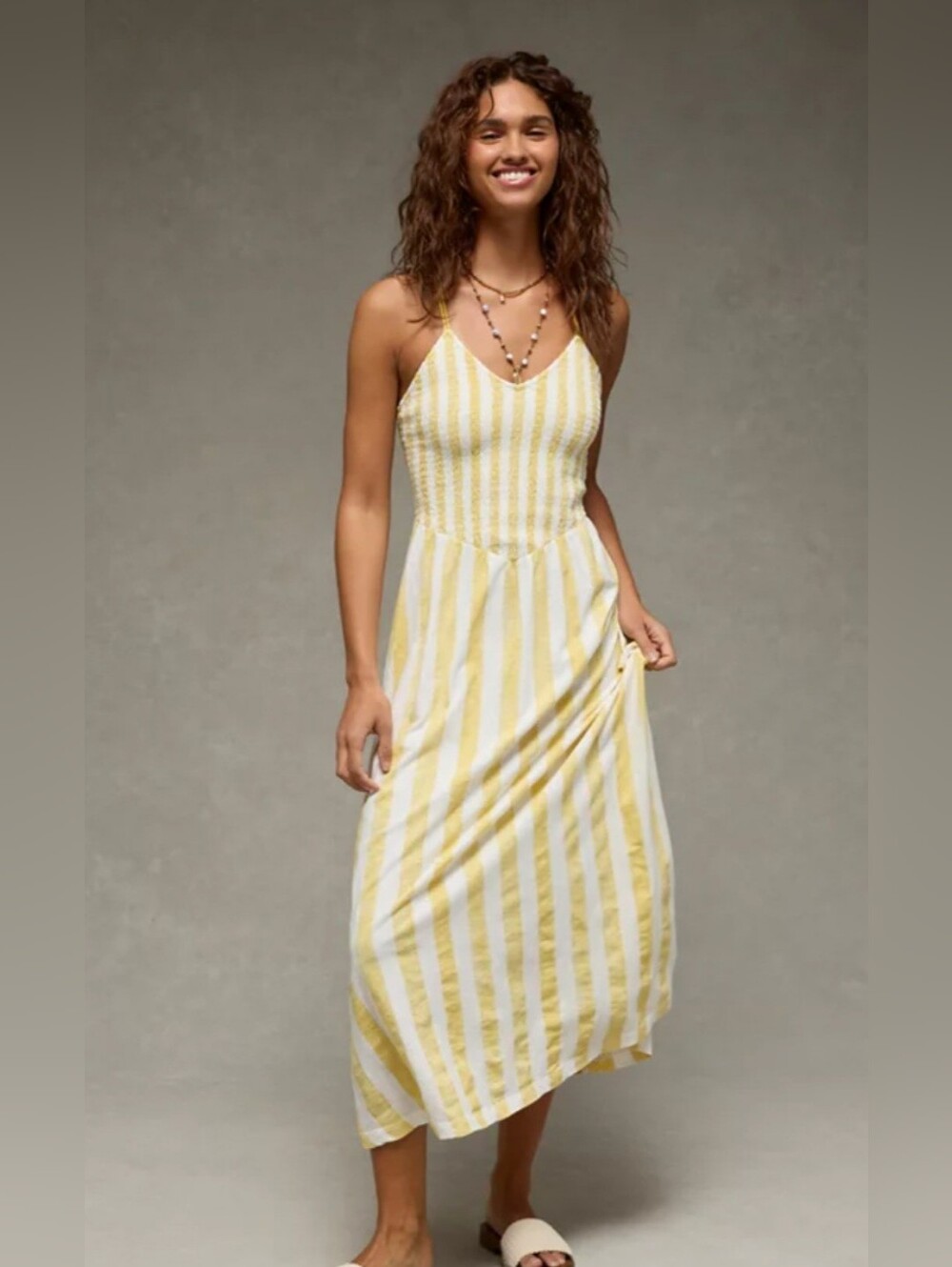 100% Cotton American Eagle Striped Maxi Dress Summer Beach Resort Vacation
